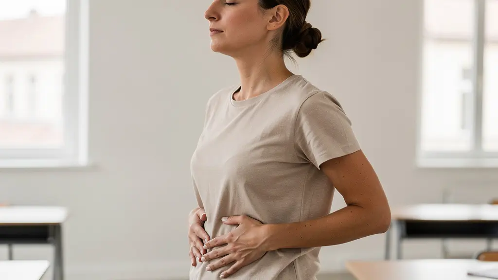 Stagiaire pratiquant un exercice de respiration diaphragmatique en salle de formation